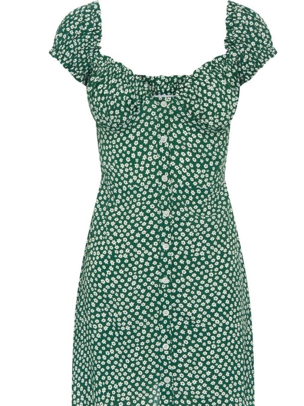With Jean Green Floral Button-Front Mini Dress